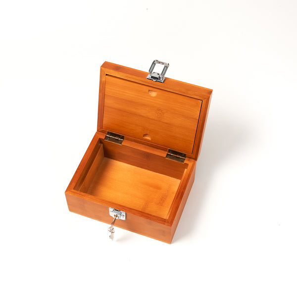 CANNY Bamboo Stash Box – Smoking Storage Container Kit with Magnetic Rolling Tray Medicine Lock Box - Locking Stashbox